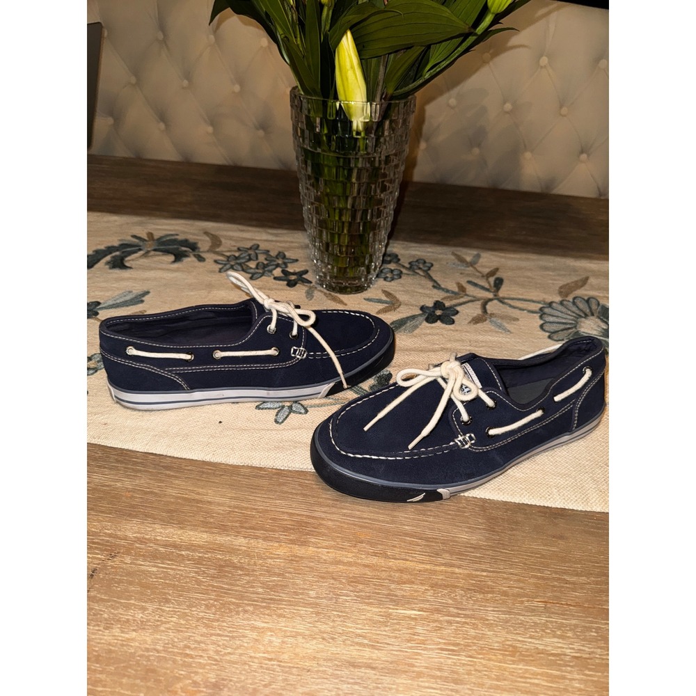 Nautica Mens Navy Suede Boat Shoes Lace Up Size 9 NM238F - Picture 2 of 7